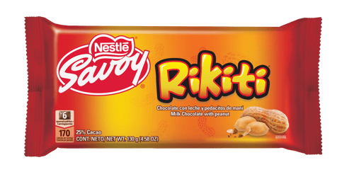 RIKITI® Chocolate con Leche y Pedacitos de Maní Display 5 Unidades de 130 g