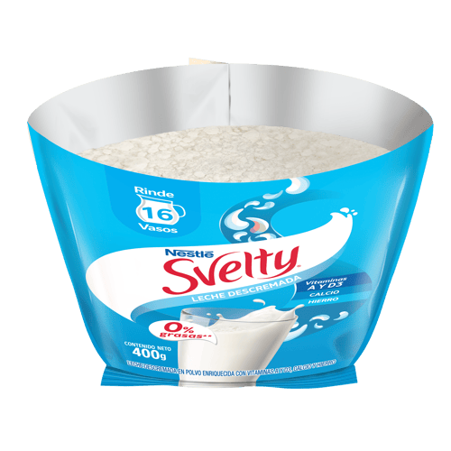 SVELTY® LECHE DESCREMADA EN POLVO ENRIQUECIDA CON VITAMINAS A Y D3, CALCIO Y HIERRO