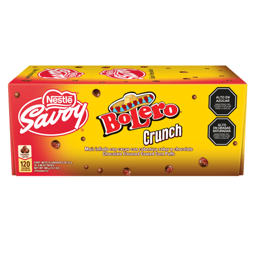 BOLERO® Crunch Maíz inflado con cacao con cobertura sabor a chocolate