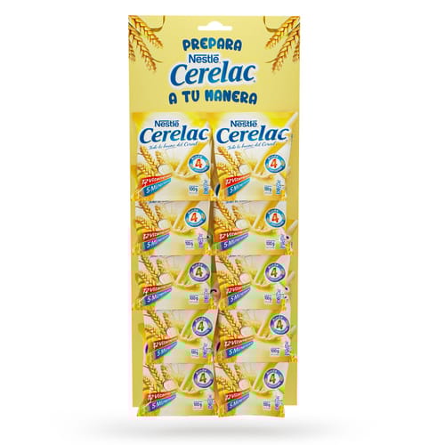 CERELAC® Cereal Alimenticio Fortificado en Polvo Ristra 10 Sobres de 100 g CERELAC® Cereal Alimenticio Fortificado en Polvo Ristra 10 Sobres de 100 g