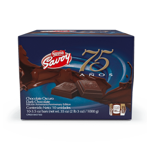 SAVOY® 75 Aniversario Dark Chocolate Oscuro Edición Aniversario Display 10 Unidades de 100 g