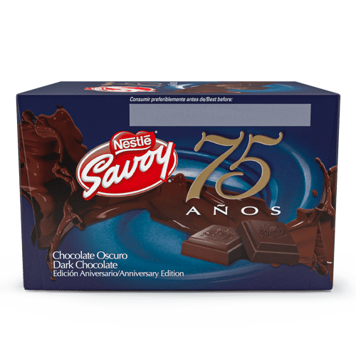 SAVOY® 75 Aniversario Dark Chocolate Oscuro Edición Aniversario Display 10 Unidades de 100 g