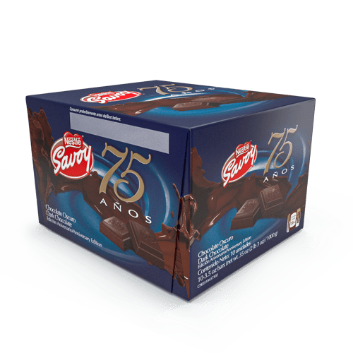 SAVOY® 75 Aniversario Dark Chocolate Oscuro Edición Aniversario Display 10 Unidades de 100 g