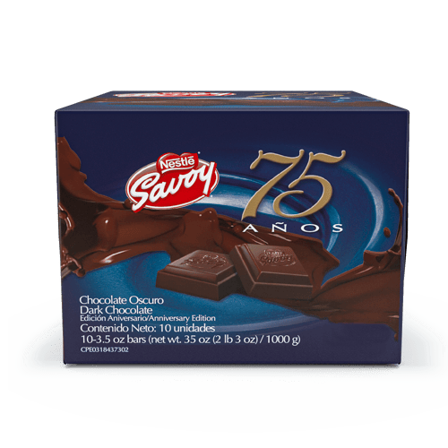 SAVOY® 75 Aniversario Dark Chocolate Oscuro Edición Aniversario Display 10 Unidades de 100 g