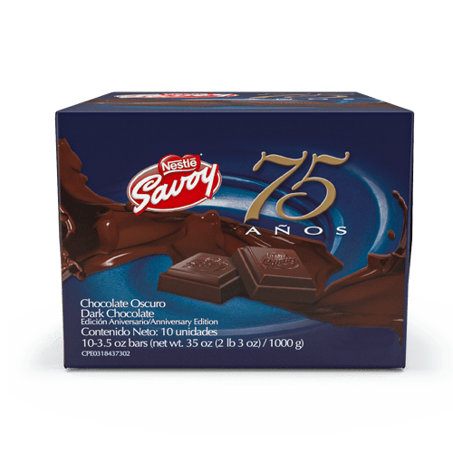 SAVOY® 75 Aniversario Dark Chocolate Oscuro Edición Aniversario Display 10 Unidades de 100 g SAVOY® 75 Aniversario Dark Chocolate Oscuro Edición Aniversario Display 10 Unidades de 100 g