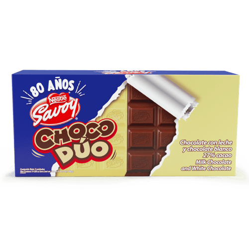 SAVOY® Choco Dúo Chocolate con Leche y Chocolate Blanco Display 5 Unidades de 130 g