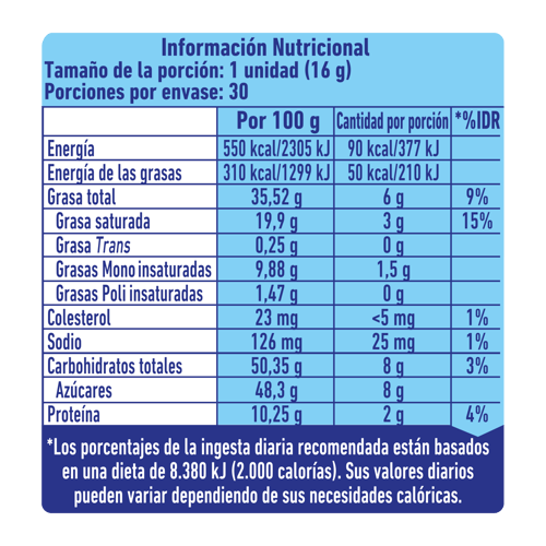 GALAK® Tubito Barra Sabor a Chocolate con Relleno Sabor a Leche Display 30 Unidades de 16 g