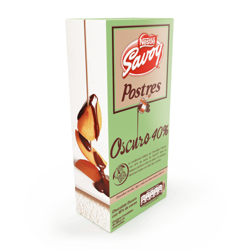 SAVOY® Chocolate de Postres 40% Cacao Display 4 Unidades de 200 g