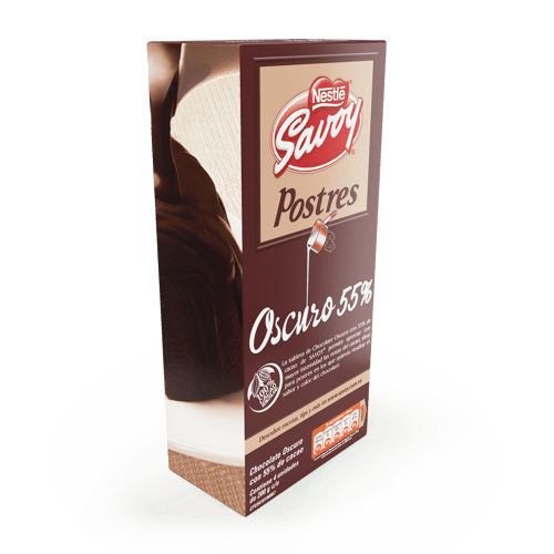SAVOY® Chocolate de Postres 55% Cacao Display 4 Unidades de 200 g