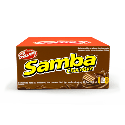 SAMBA® Wafer con Relleno Sabor a Chocolate Cubierto de Chocolate Display 20 Unidades de 32 g