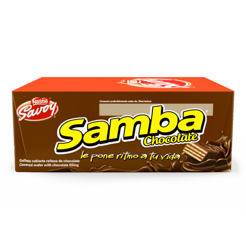 SAMBA® Wafer con Relleno Sabor a Chocolate Cubierto de Chocolate Display 20 Unidades de 32 g