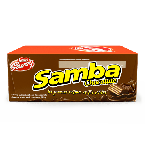 SAMBA® Wafer con Relleno Sabor a Chocolate Cubierto de Chocolate Display 20 Unidades de 32 g