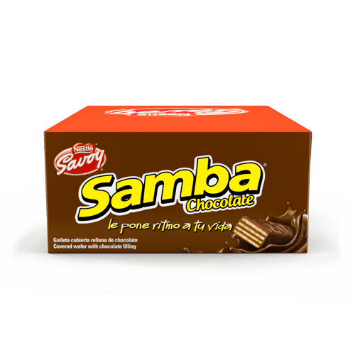 SAMBA® Wafer con Relleno Sabor a Chocolate Cubierto de Chocolate Display 20 Unidades de 32 g