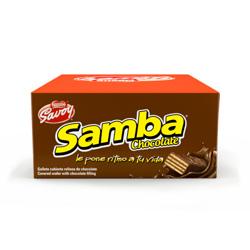 SAMBA® Wafer con Relleno Sabor a Chocolate Cubierto de Chocolate Display 20 Unidades de 32 g