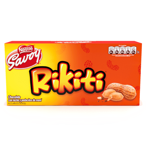 RIKITI® Chocolate con Leche y Pedacitos de Maní Display 5 Unidades de 130 g
