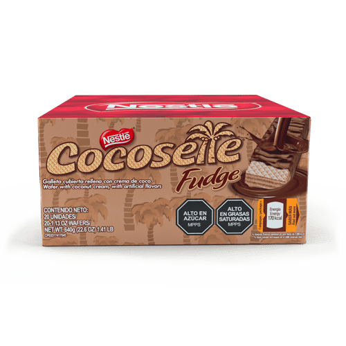 COCOSETTE® Fudge Galleta Rellena de Crema de Coco Recubierta con Chocolate Display 20 Unidades de 32 g COCOSETTE® Fudge Galleta Rellena de Crema de Coco Recubierta con Chocolate Display 20 Unidades de 32 g