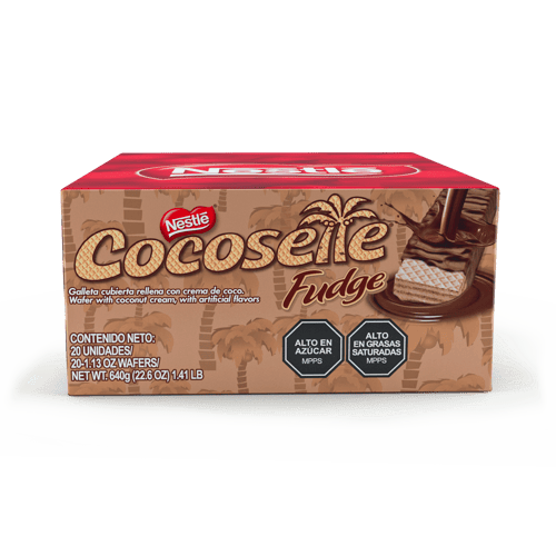 COCOSETTE® Fudge Galleta Rellena de Crema de Coco Recubierta con Chocolate Display 20 Unidades de 32 g COCOSETTE® Fudge Galleta Rellena de Crema de Coco Recubierta con Chocolate Display 20 Unidades de 32 g