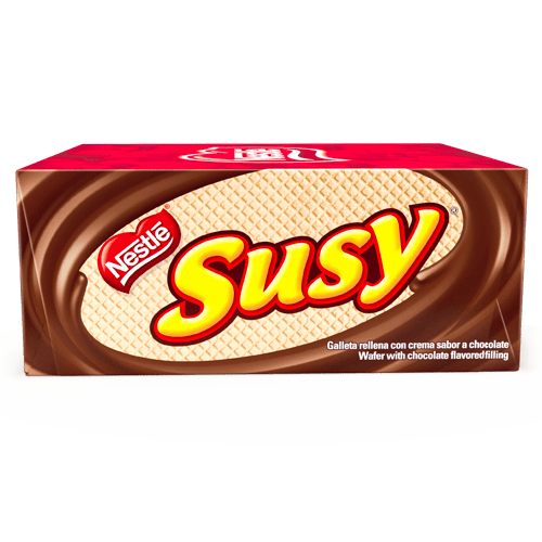 SUSY® Maxi Galleta Rellena de Crema Sabor a Chocolate Display 18 Unidades de 50 g SUSY® Maxi Galleta Rellena de Crema Sabor a Chocolate Display 18 Unidades de 50 g