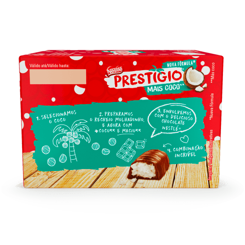 PRESTIGIO® Bombón Relleno con Coco Display 30 Unidades de 33 g