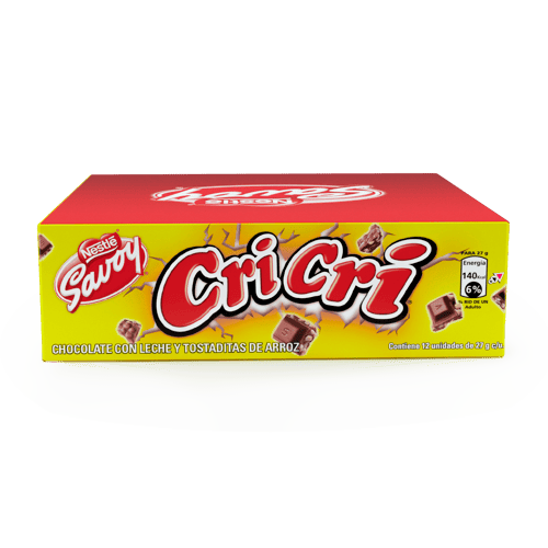 CRI CRI® Chocolate con Leche y Tostaditas de Arroz Display 12 Unidades de 27 g