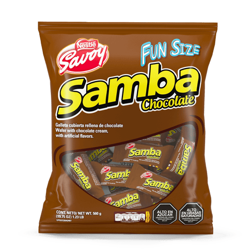 SAMBA® Wafer con Relleno Sabor a Chocolate Cubierto de Chocolate Bolsa de 35 Unidades de 16 g