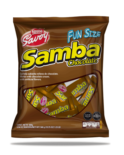 SAMBA® Wafer con Relleno Sabor a Chocolate Cubierto de Chocolate Bolsa de 35 Unidades de 16 g