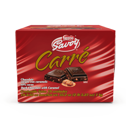 SAVOY® CARRÉ Oscuro Caramelo Display 10 Unidades de 100 g