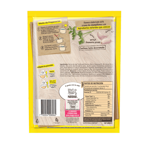 MAGGI® Mezcla en Polvo para Crema de Champiñones Bulto 24 Unidades de 72 g MAGGI® Mezcla en Polvo para Crema de Champiñones Bulto 24 Unidades de 72 g