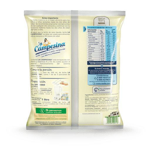 LA CAMPESINA® Leche Completa en Polvo Enriquecida 800 g