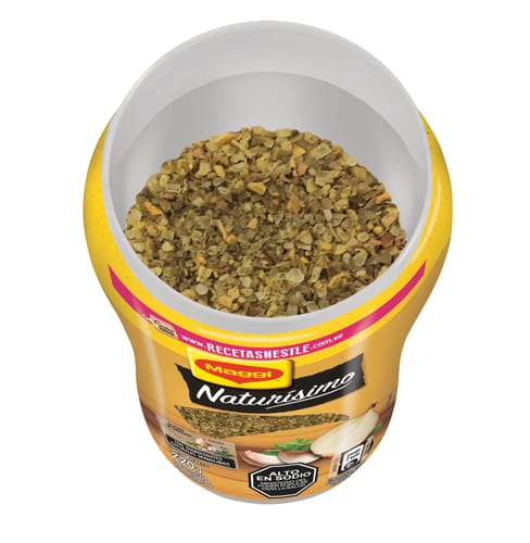 MAGGI®️ NATURISIMO Sazonador con Sal Gruesa, Ajo y Cebolla en Trocitos Botella 220 g
