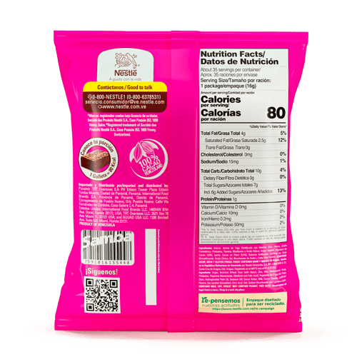 SAMBA® Wafer con Relleno Sabor a Fresa Cubierto de Chocolate Bolsa de 35 Unidades de 16 g