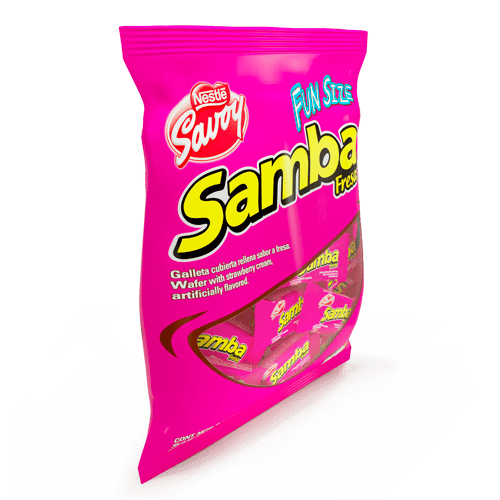 SAMBA® Wafer con Relleno Sabor a Fresa Cubierto de Chocolate Bolsa de 35 Unidades de 16 g