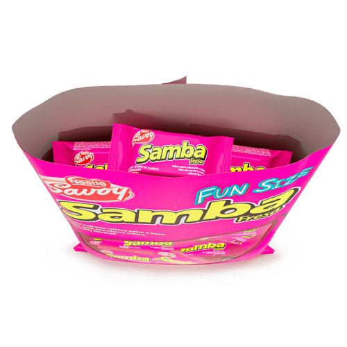 SAMBA® Wafer con Relleno Sabor a Fresa Cubierto de Chocolate Bolsa de 35 Unidades de 16 g