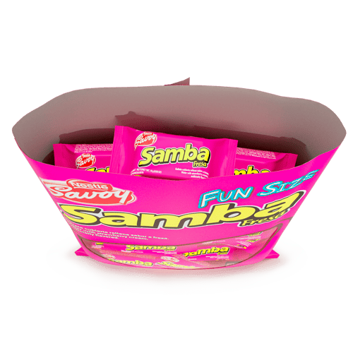 SAMBA® Wafer con Relleno Sabor a Fresa Cubierto de Chocolate Bolsa de 35 Unidades de 16 g