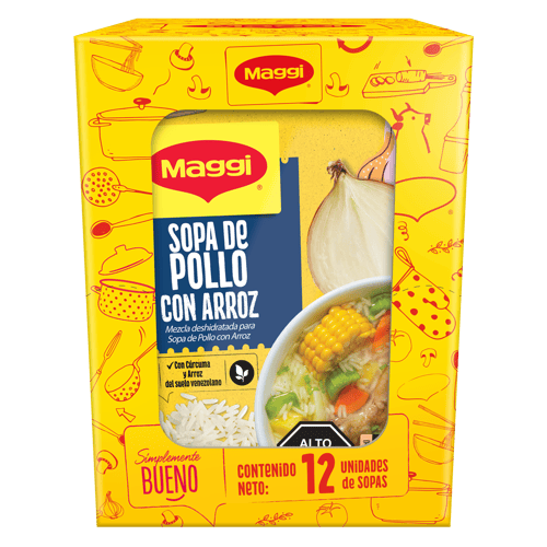 MAGGI® Sopa de Pollo con Arroz Display de 12 Sobres de 62 g